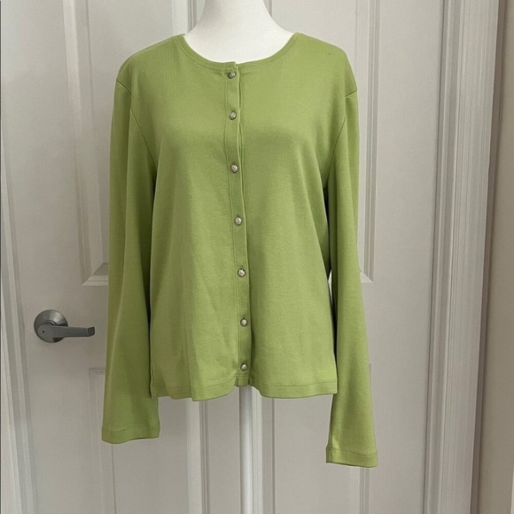 Talbots Light Green Button Front LS Cardigan Sweater